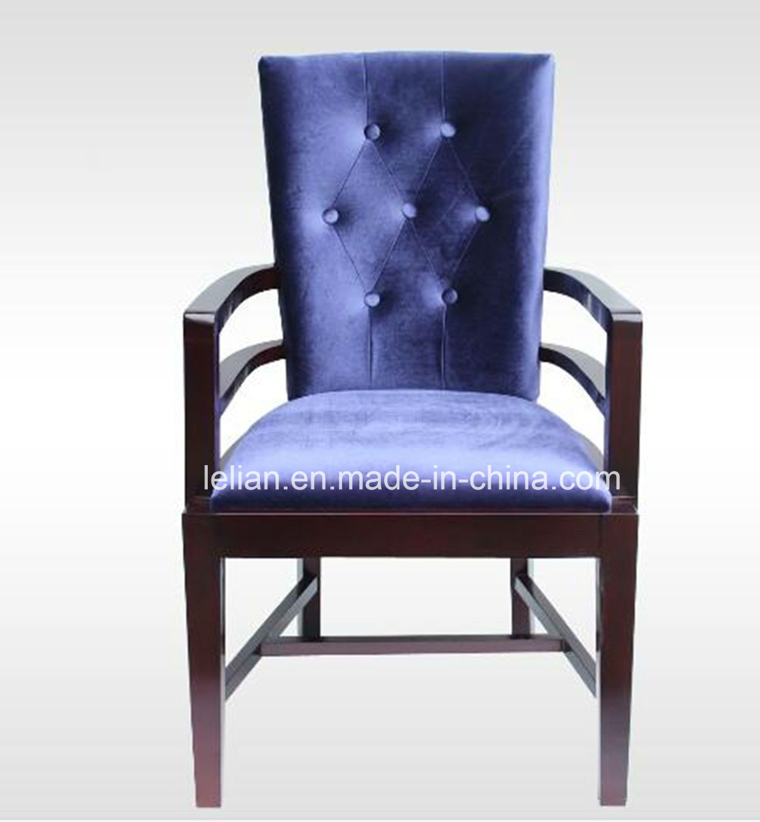 Restaurant Living Room Wood Arm Dining Chair with Fabric Uphystery