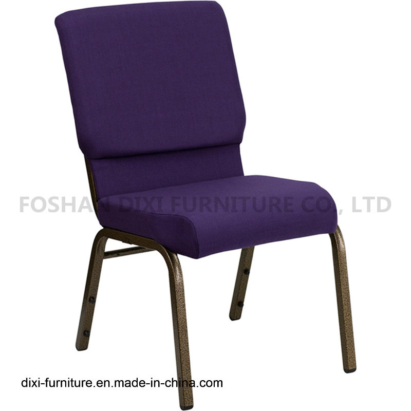 Church Furniture Royal Purple Fabric Stacking Church Chair with Connect Buckle and Book Pouch