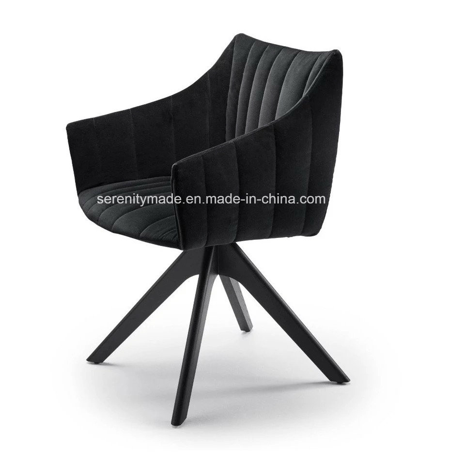 Modern Brandon Dining Fabric Chair with Original Wooden Legs