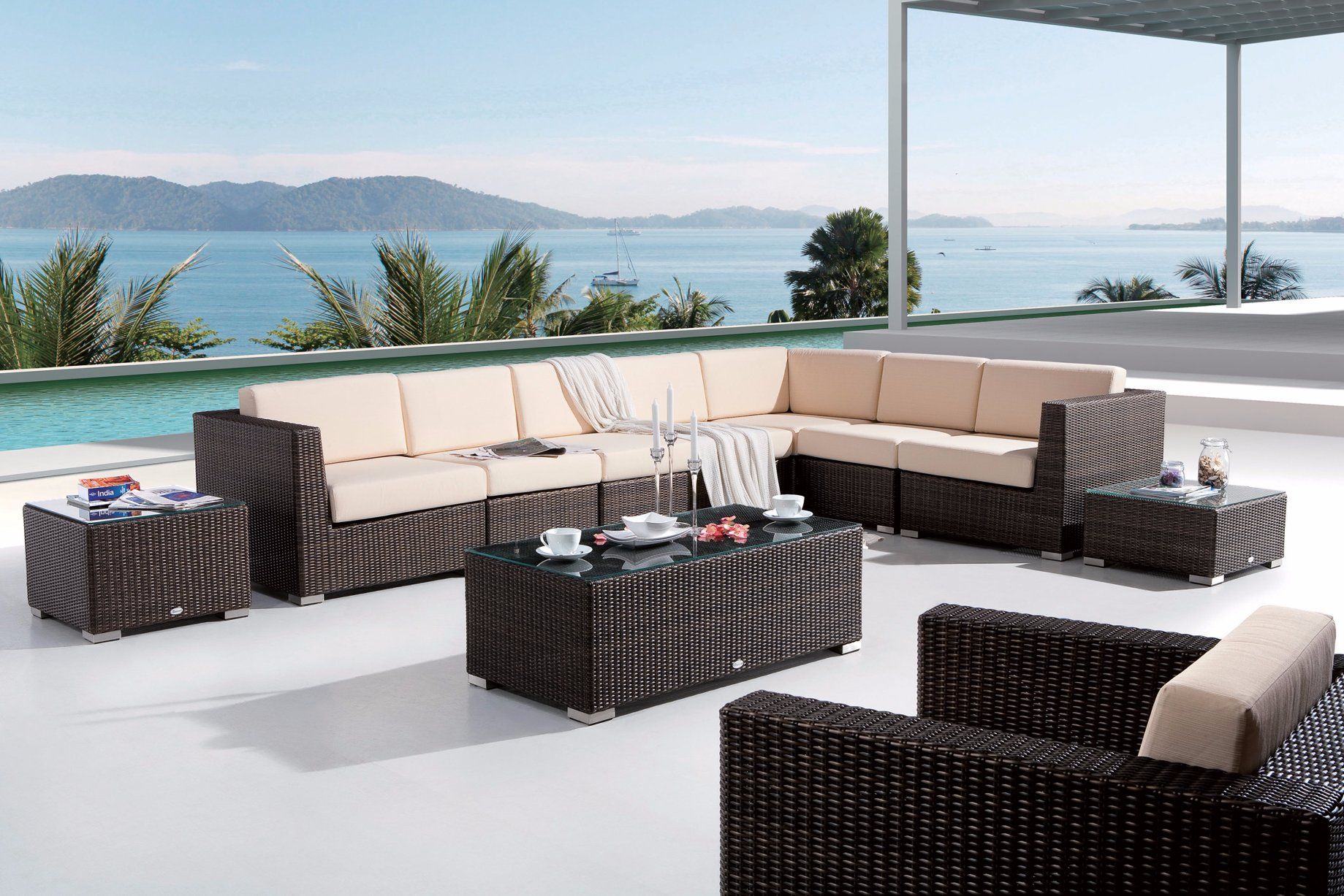 Outdoor Rattan Home Hotel Office Wicker Patio Garden Auckland Lounge Sofa (J634)