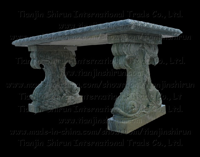 Stone Fish Carving Table, Bench, Chair (7788)