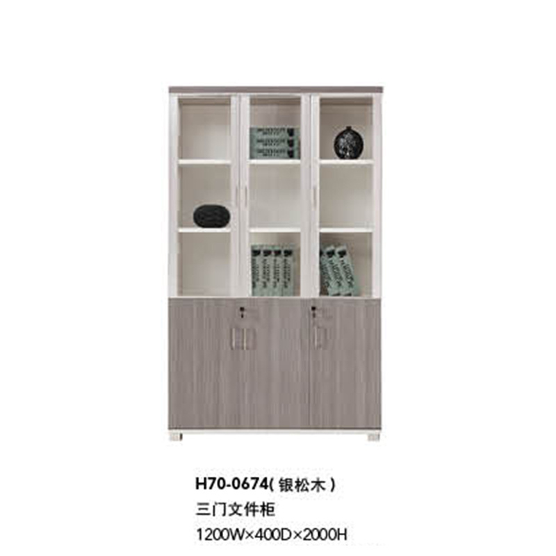 Wooden Office Furniture Filing Cabinet with Glass Doors (H70-0674)