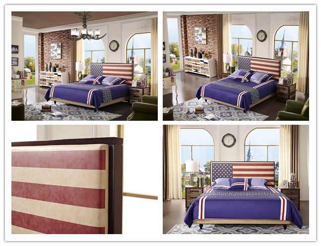 Foshan Manufacture Home Bedroom Furniture Euro Style Leather Soft Bed