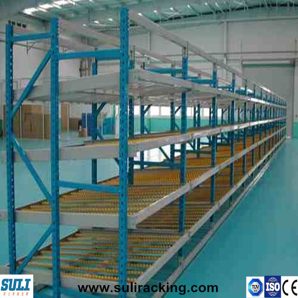 Gravity Flow Through Multi Level Racking for Warehouse Storage
