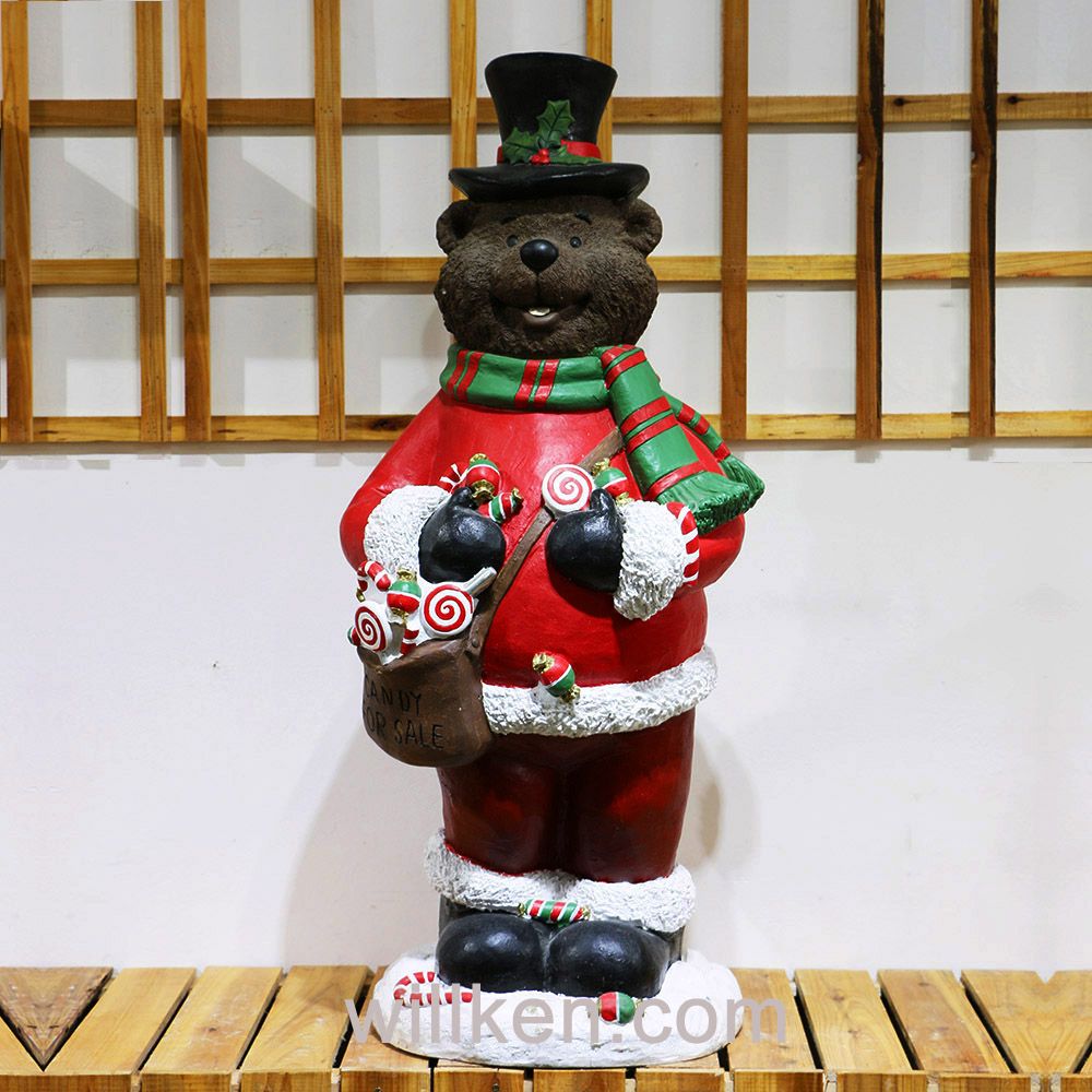 2017 New Design Christmas Bear Outdoor Children Garden Statues
