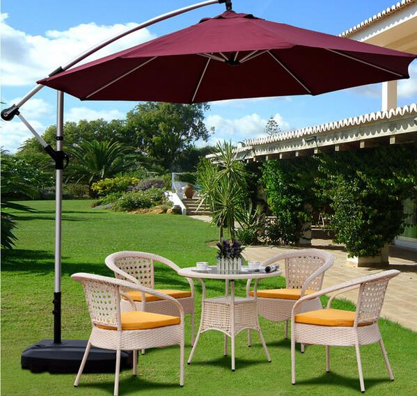 5 Pieces Coffee Chair Desk Set PE Rattan Furniture Set