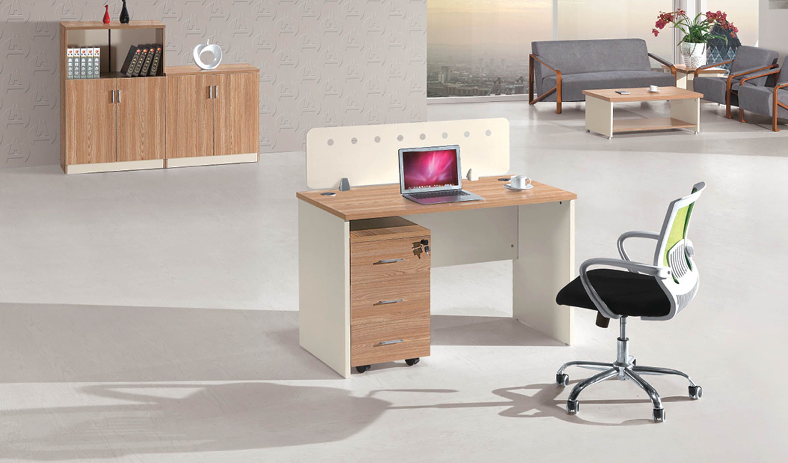 Modern Single Wooden Staff Computer Table with Pedastal