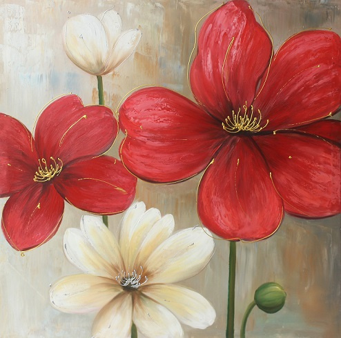 Home Decoration Handmade Still Life Oil Painting of Colorful Flower