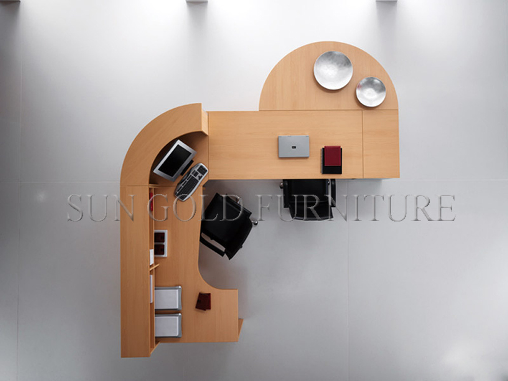 Hot Golden Salon /Office Furniture, Curved Wood Reception Desk (SZ-RT028)