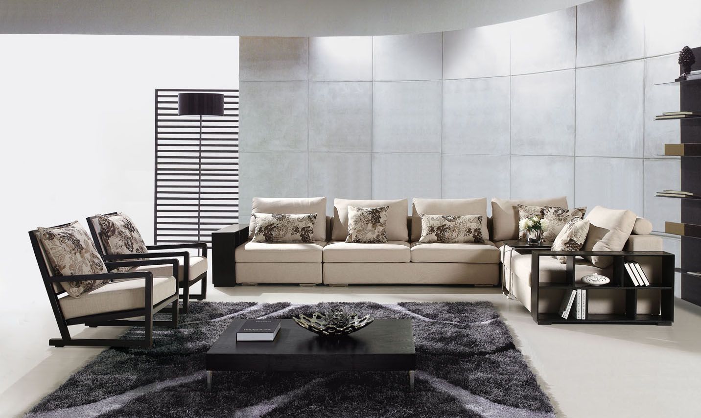 Charming 1+3+Chairs Sofa Set with Wooden Frame Shelf