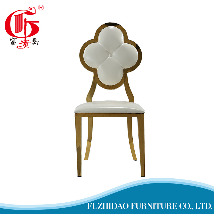 Flowers Pattern Steel Metal with PU Leather Dining Chairs