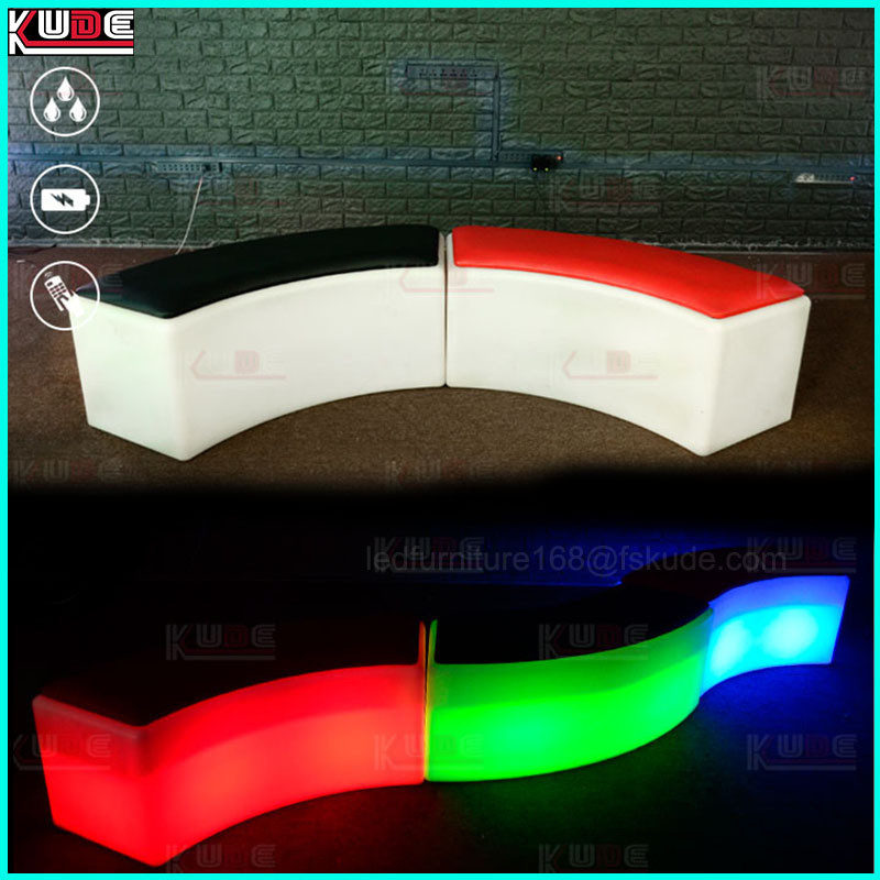 LED Bend Stool Color Changeing Ottoman Rechargeable Ottomans