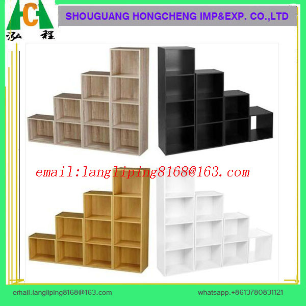 Wooden Storage Unit Cube 2 3 4 Tier Strong Bookcase Shelving Home Office Display