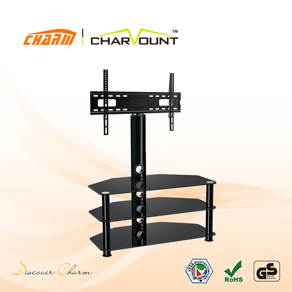 High Quality 3 Shelf Tempered Glass Bedroom LCD TV Stand Aluminium Tube (CT-FTVS-N203B)