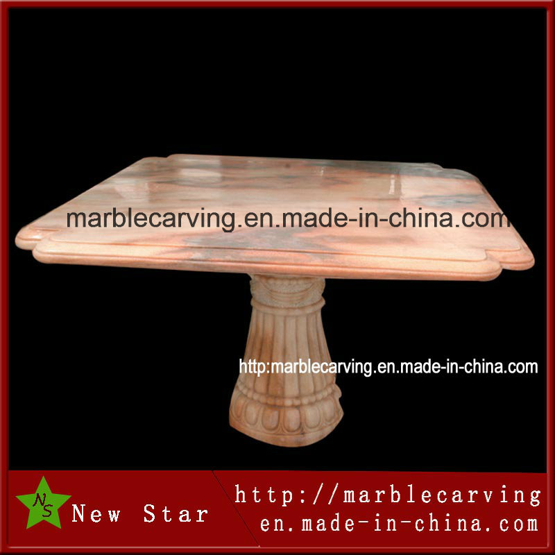 Square Orange Marble Rococo Table Mt1701