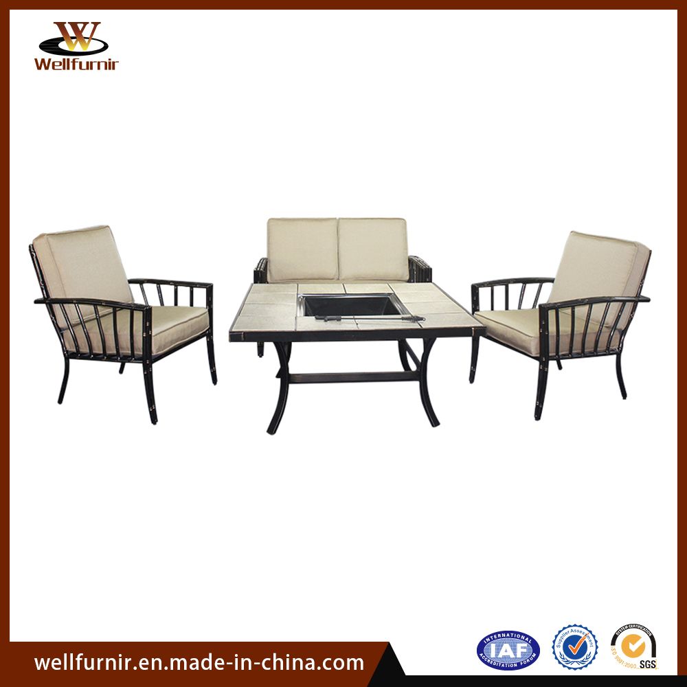 Garden Aluminum Fabric Fire Pit Sofa Set (WF050043)