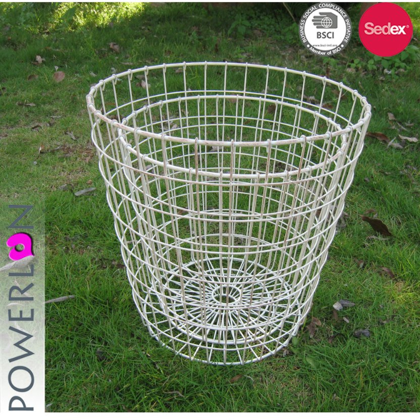 Antique White Metal Laundry Basket Clothes Basket