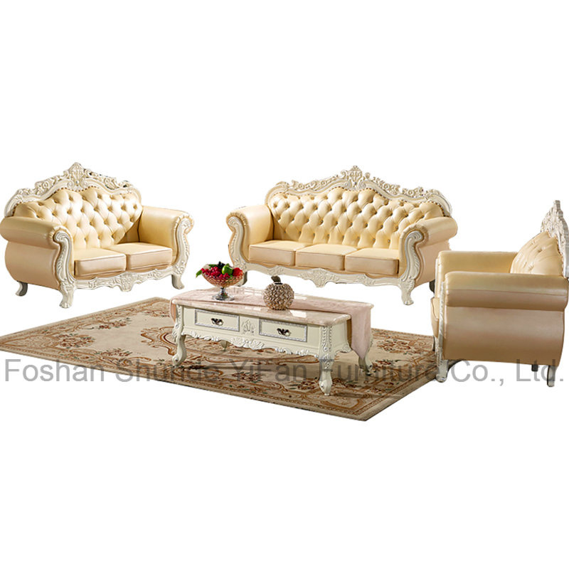 Antique Leather Sofa with Cabinets for Living Room Furniture