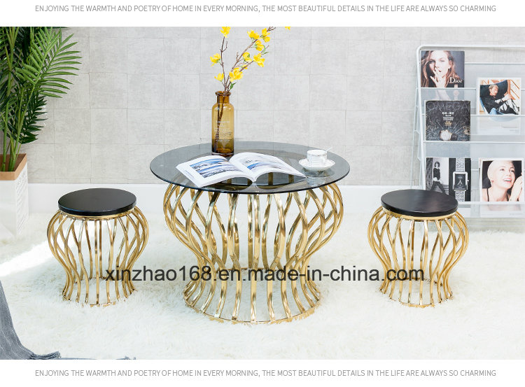 Round Four Colour Stainless Steel Coffee Table Set