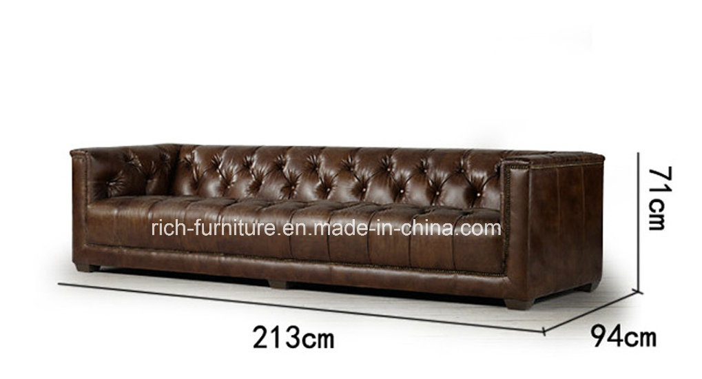New Design Vintage Leather Living Room Leisure Sofa (Home Furniture)