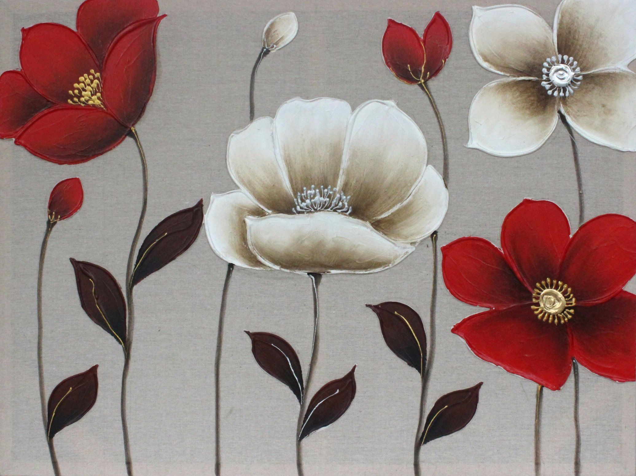 Colorful Beauty Flower Oil Canvas Painting for Wall Decoration