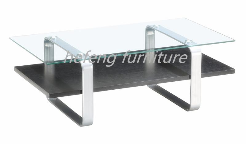 2017 Glass Top Wooden Shelf Coffee Table (CT033)