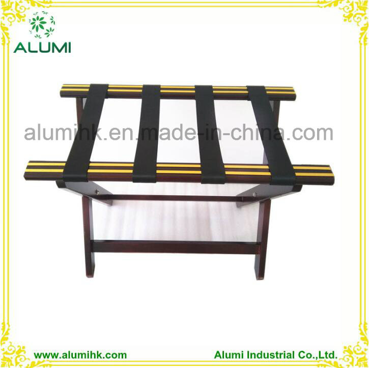 5 Star Hotel Metal Gold Strips Wooden Luggage Rack
