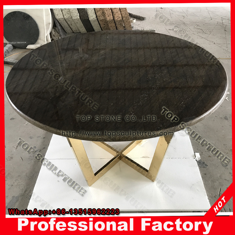 Gold Steel Frame with Black Marble Top Side Table