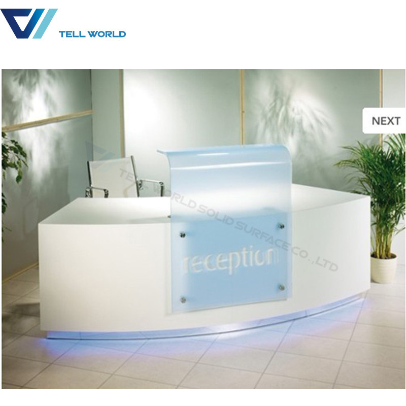 Modern Design Service Checkout Counter White Salon Reception Ist Desk White Front Office Counter Desk