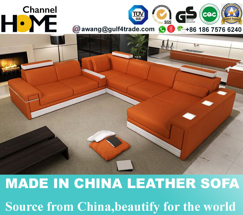 Hot-Selling Home Living Room Leather Sofa with Armrest Storage (HC1064)