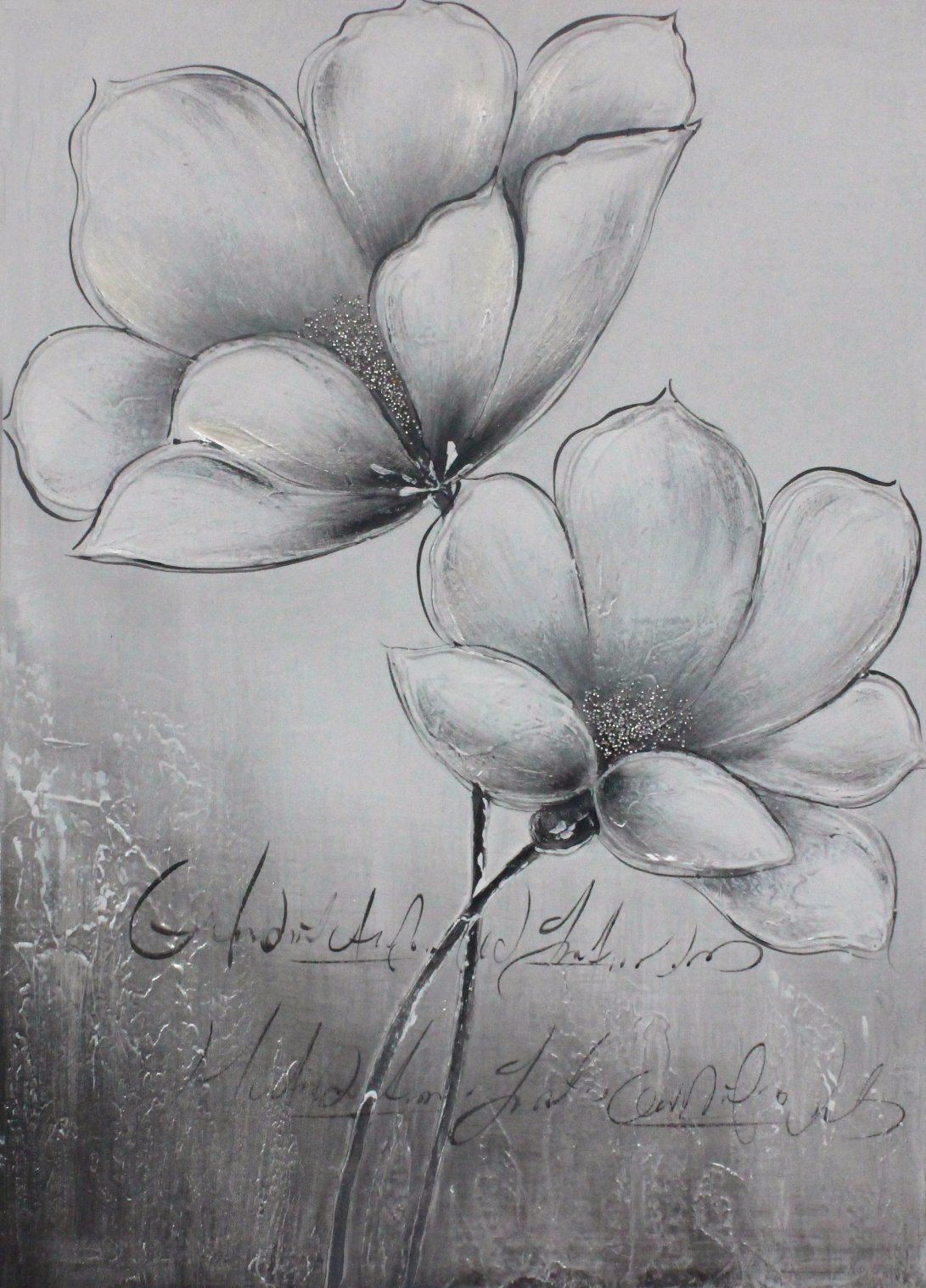 Hand Oil Painting with Diamond Flower Heart for Home Decoration