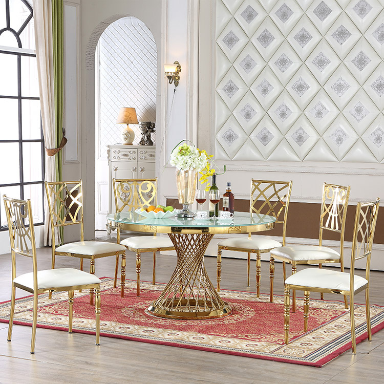 Factory Wholesale Glass Top Stainless Steel Round Wedding Table