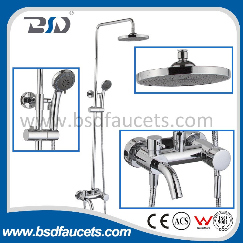 2016 Unique Design Round Tube Chrome-Plated Bathroom Brass Shower Set
