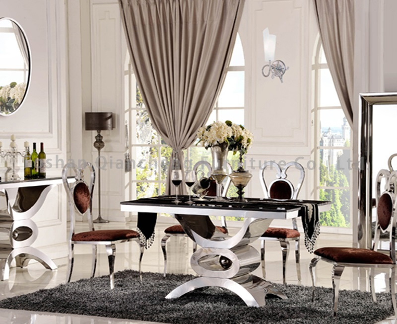 Marble Top Metal Frame Dinging Room Furniture Dining Table
