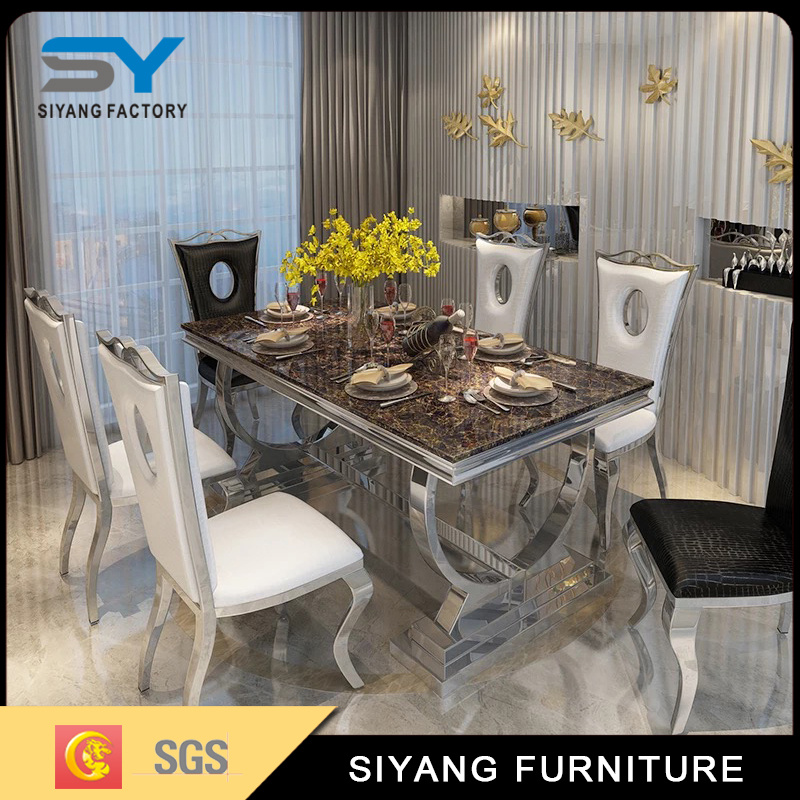 Home Furniture Marble Table Dining Table Chair Steel Dining Table