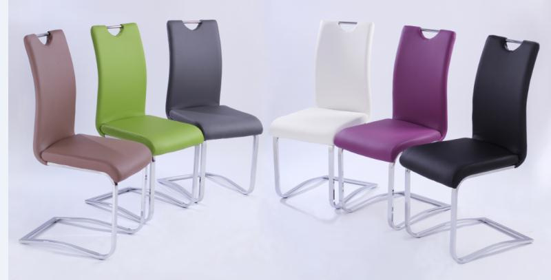 Home Furniture Black Leather Z Shape Stainless Steel Dining Chairs