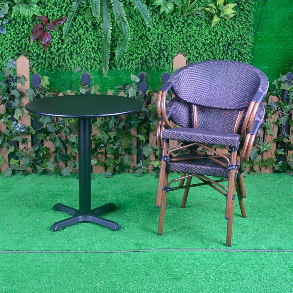 Aluminum Polywood Hotel Home Office Outdoor Patio Textilene Bamboo Dining Chair (J8131+J8406)