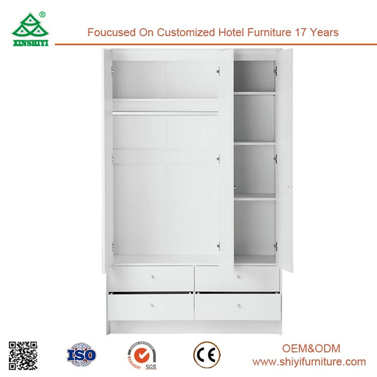 New Wooden Melamine Bedroom 3 Door Wardrobe for Home