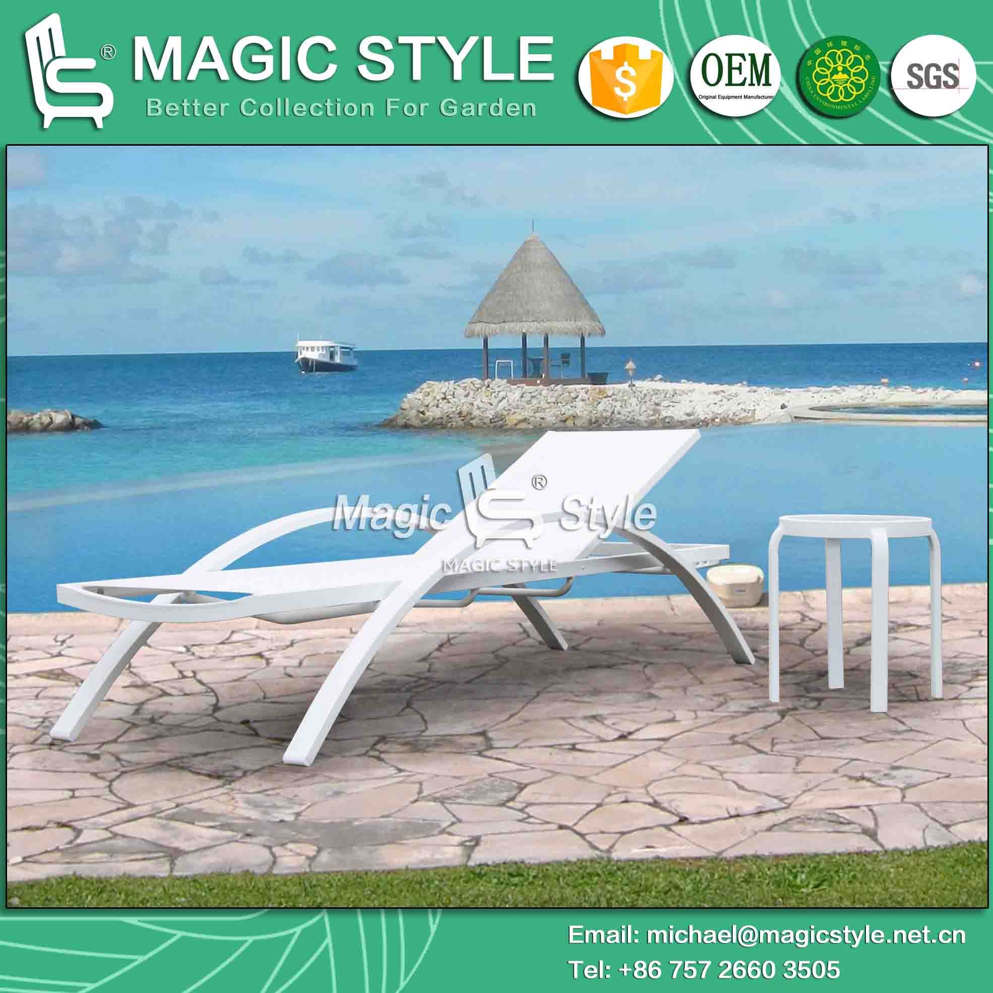 Sling Lounge Textile Sunbed Garden Sunlounger Sling Sunbed Outdoor Sun Bed Garden Daybed (Magic Style)