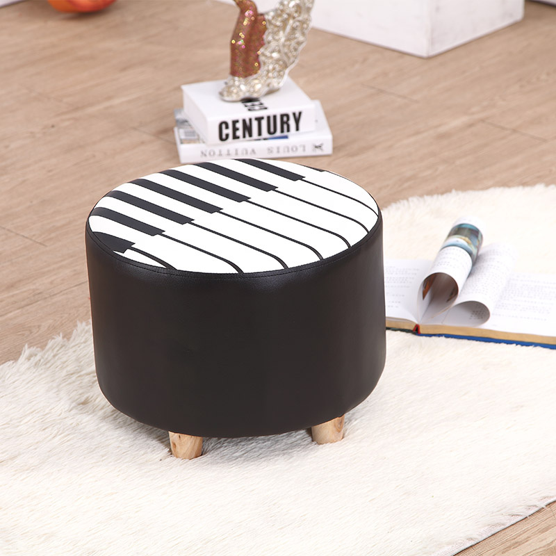 PVC Leater Piano Upholstered Foot Stool Ottoman