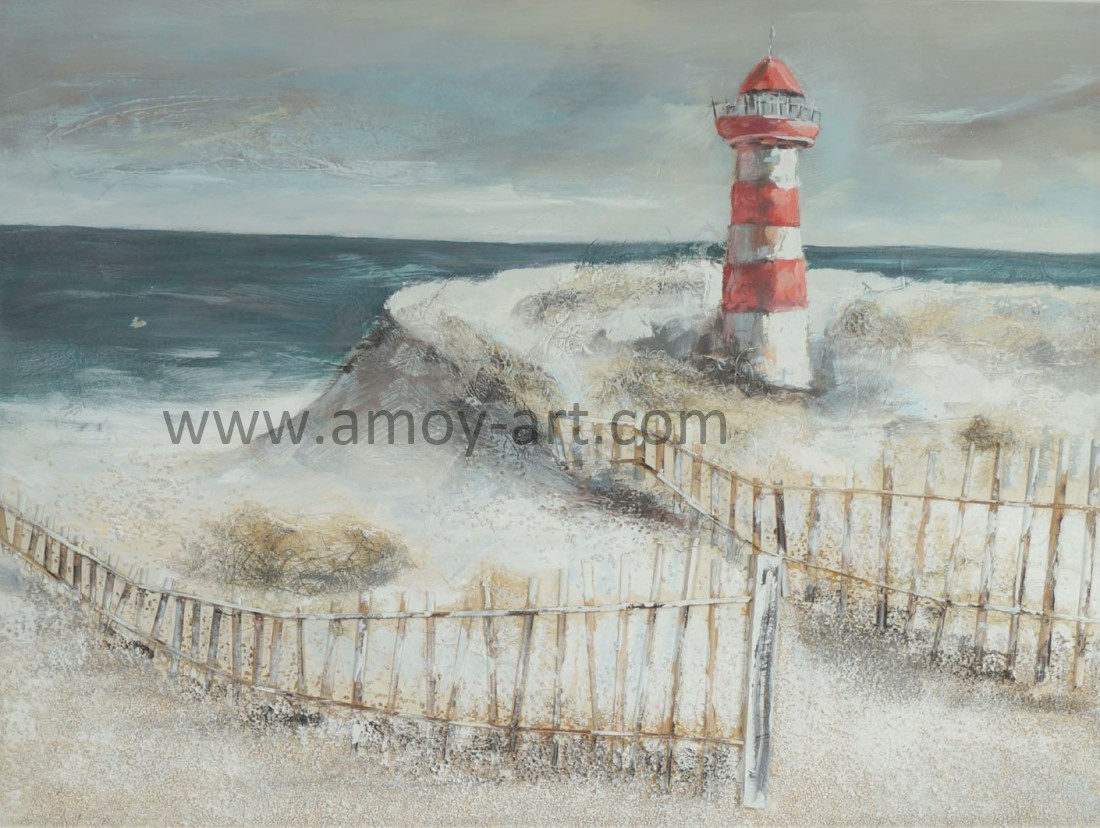 Wholesale Handmade Seaside Landscape Gallery Wrap Oil Paintings for Home Decor