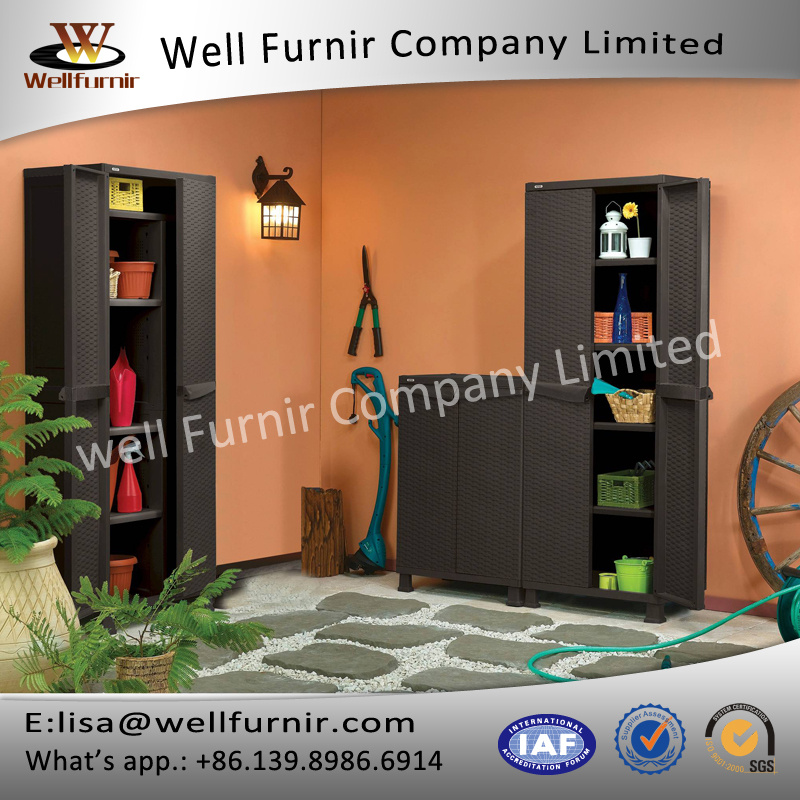 Well Furnir T-071 Space Basic Base Rattan Utility Storage Cabinet