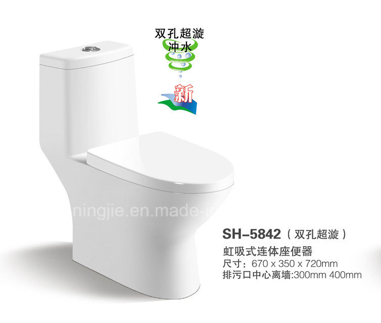 Bathroom Sanitary Ware One Piece Water Closet Siphonic Closet (NJ-5842)