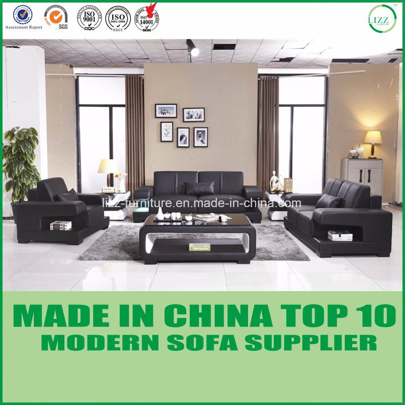 Modern Living Room Furniture Set Leather Sectional Wooden Sofa