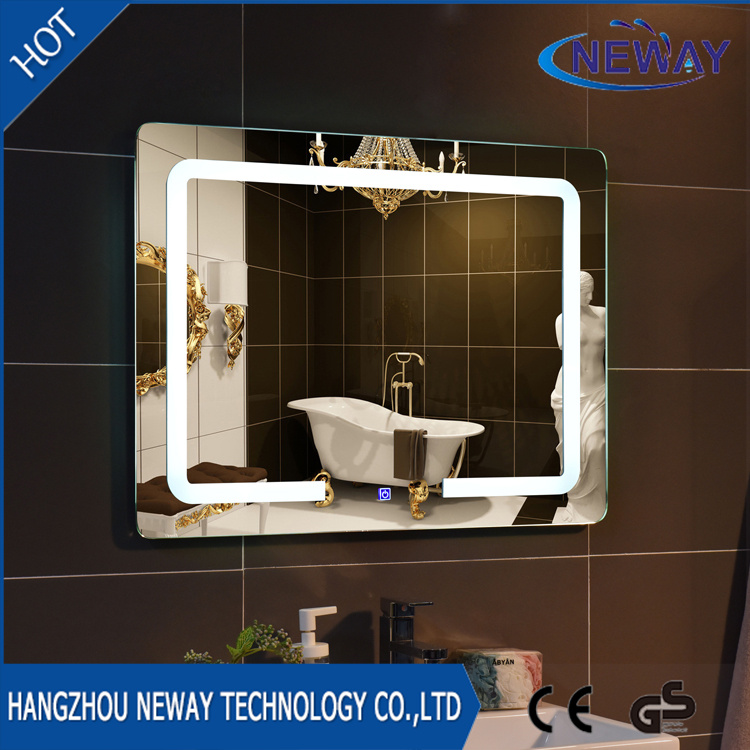 Sliver Makeup LED Bathroom Smart Mirror, Illuminated Beveled Wall Mirror, Dressing Glass Light Mirror