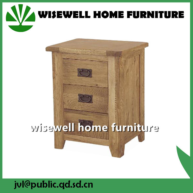 3 Drawer Cabinet Oak Wood Side Table (W-B-0036)