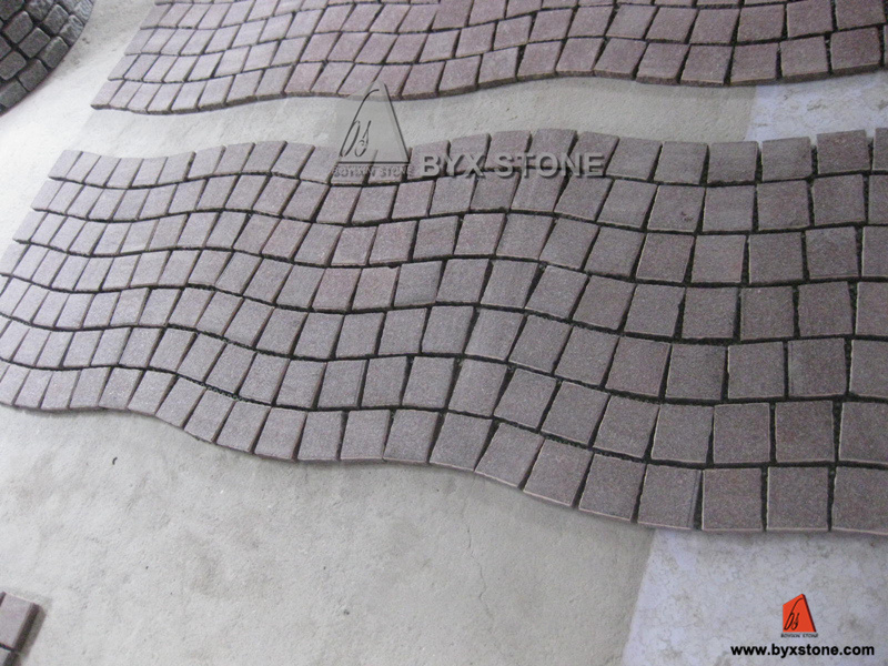 Seawave Shape Red Porphyry Cobblestone for Garden and Landscape