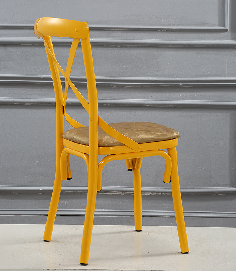 Colourful Steel Cross Back Chair with Cushion