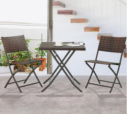 PE Rattan Chair Plastic Wood Desk Set Rattan Furniture