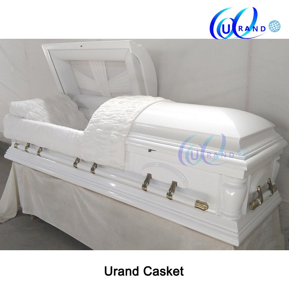 High Gloss White Finishing Velvet Poplar Casket and Coffin